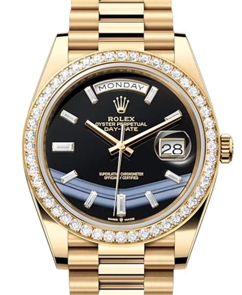 rolex diamond black onyx|rolex day date 40 yellow gold.